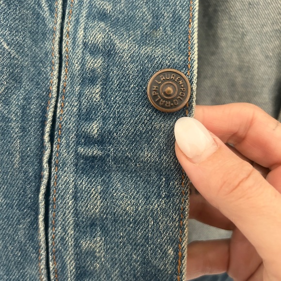Vintage Polo Western Ralph Lauren Denim Jacket Corduroy Collar USA - Picture 4 of 12